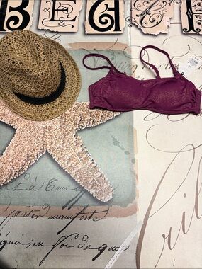 Shade & Shore Shimmery Plum Bikini Bralette. 🆕